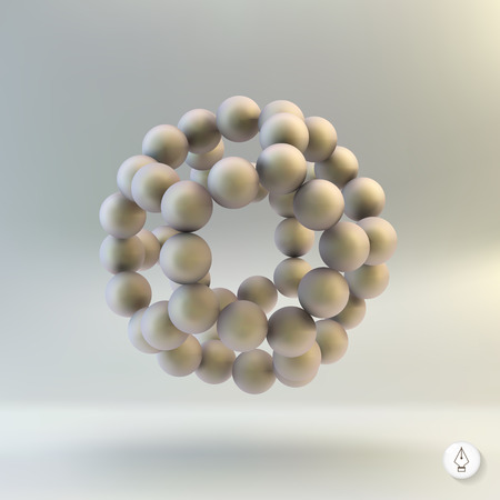 Molecular structure with spheres. 3d vector Illustration. Can be used for marketing, website, presentation.のイラスト素材