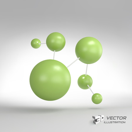 Molecular structure with spheres. 3d vector Illustration. Can be used for marketing, website, presentation.のイラスト素材