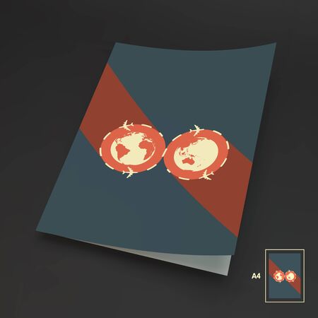 A4 Business Blank. Business Background With Earth Globe And Airplane.のイラスト素材