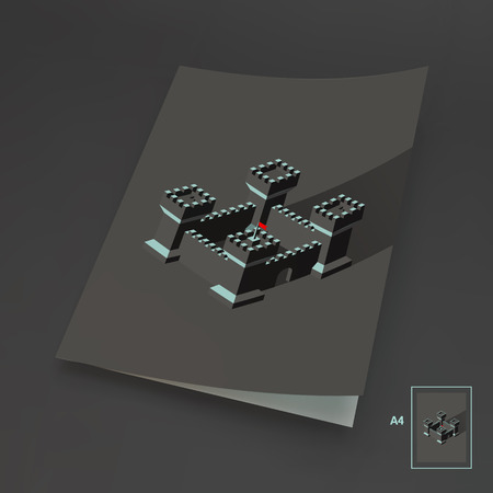 A4 Business Blank. Leader concept. Tower. 3d vector illustration.のイラスト素材