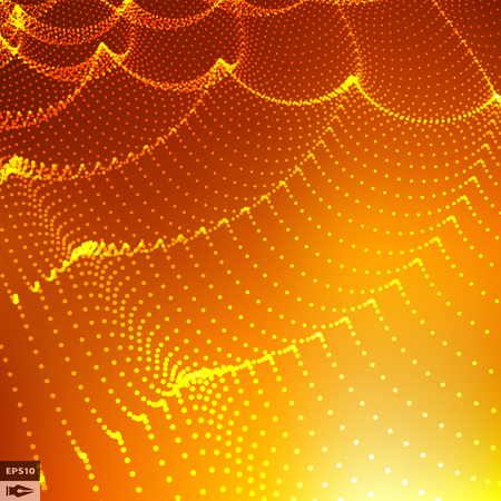 Wavy Grid Background. 3d Abstract Vector Illustration.のイラスト素材