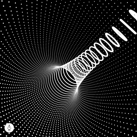 Abstract 3d Surface Looks Like Funnel. Futuristic Technology Style. Perspective Grid Background Texture. Vector Illustration.のイラスト素材
