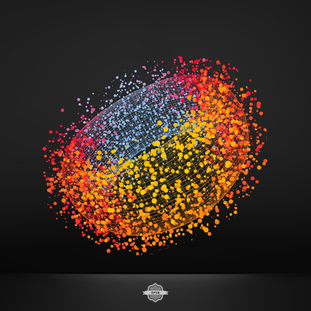 Perspective Wire frame Object. Connection Structure.のイラスト素材