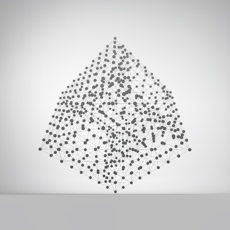Cube. Molecular lattice. Connection structure. 3d Vector Illustration.のイラスト素材