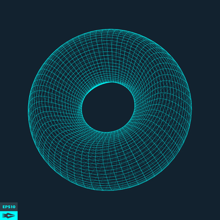 Torus. Molecular lattice. Connection structure. 3d Vector Illustration.のイラスト素材