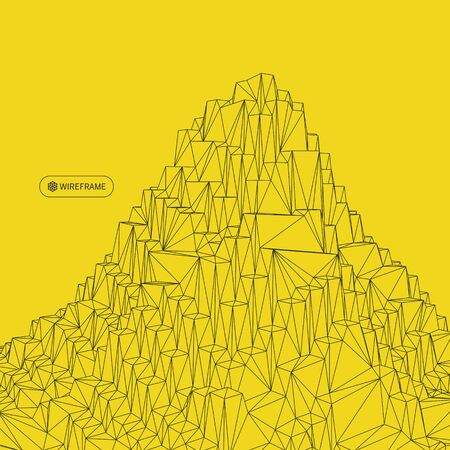 Abstract Vector Landscape Background. Cyberspace Grid. 3d Technology Vector Illustration.のイラスト素材