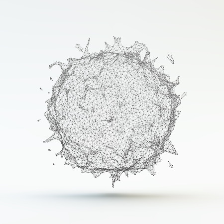Virus Particle. Medical Illustration. Abstract Vector Sphere. Connection Structure.のイラスト素材