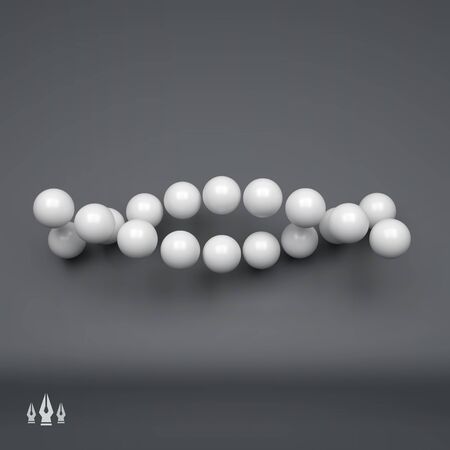 Spiral. 3d Vector Template. Abstract Illustration. 3d Abstract Spheres Composition. Futuristic Technology Style. Idea Concept. Vector illustration for Science, Technology, Web Design, Network.のイラスト素材