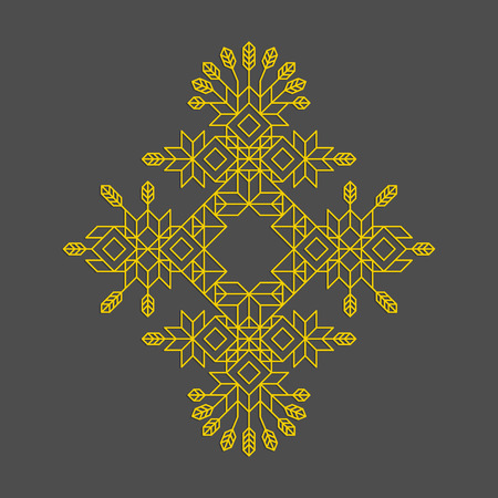 Vector Decorative Line Art Frame. Geometric Vintage Style. Vector Linear Frame. Ornate Element for Design. Totem. With Place for Text. Line Art Design for Invitations, Posters, Business Presentationのイラスト素材