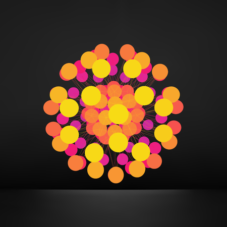 3d Abstract Sphere. Modern Science and Technology Element. Geometric Shape, Line and Dot. Vector Illustration.のイラスト素材