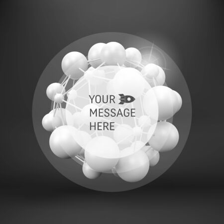 3d abstract spheres composition. Futuristic technology style. Chemical Compounds. Abstract background with Place for Text. Vector background.のイラスト素材