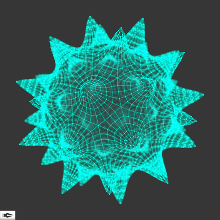 Sphere with Connected Lines and Dots. Glowing Grid. Connection Structure. Wireframe Vector Illustration.のイラスト素材