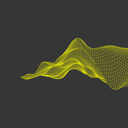 Wavy Grid Background. Abstract Vector Illustration. Connection Structure. Futuristic Technology Style. 3D Perspective Grid.のイラスト素材