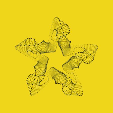 Star. Connection Structure. Wireframe Vector Illustration.のイラスト素材