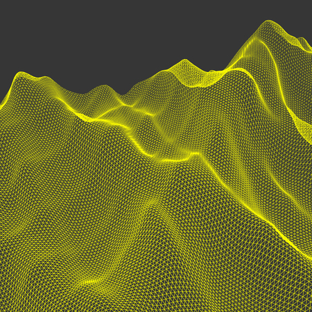 Abstract landscape background. Cyberspace grid. Vector illustration. Can be used for banner, flyer, book cover, poster.のイラスト素材