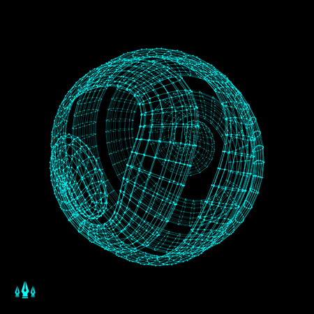 3D Sphere. Global Digital Connections. Technology Concept. Vector Illustration.のイラスト素材