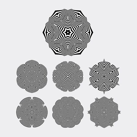 Snowflakes. Abstract Design Elements. Optical Art. Vector illustration.のイラスト素材