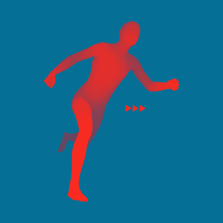 3d Running Man. Design for Sport, Business, Science and Technology. Vector Illustration. Human Body.のイラスト素材