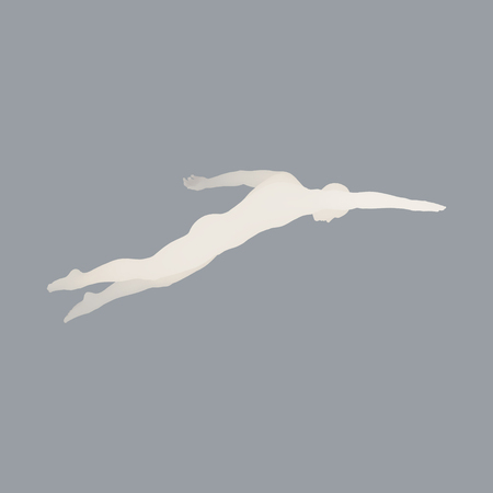 3D Swimming Man. Vector Image of a Swimmer. Human Body. Sport Symbol. Design Element.のイラスト素材