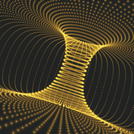 Abstract Tunnel Grid. Futuristic Technology Style. Array with Dynamic Particles. Vector Illustration with Dots.のイラスト素材