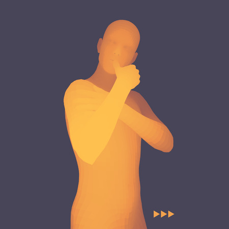 Man in a Thinker Pose. 3D Model of Man.のイラスト素材