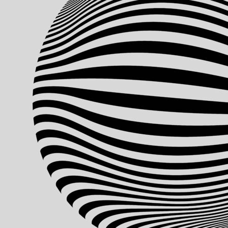 Black and White Abstract Striped Background. Optical Art. 3d Vector Illustration.のイラスト素材