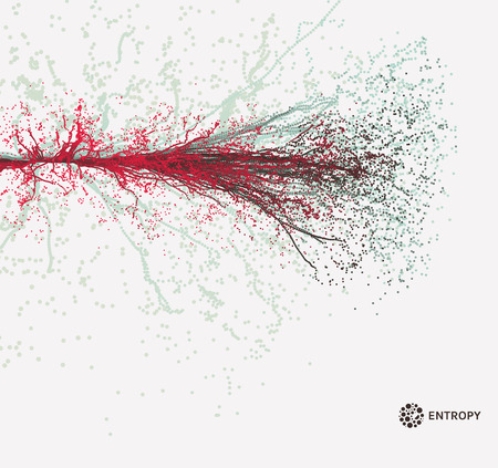 Point Explode. Array with Dynamic Emitted Particles. 3D Technology Style. Abstract Background. Vector Illustration.のイラスト素材
