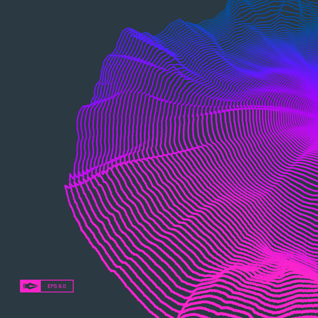 Wave Background. Abstract Vector Illustration. 3D Technology Style. Network Design with Particle.のイラスト素材