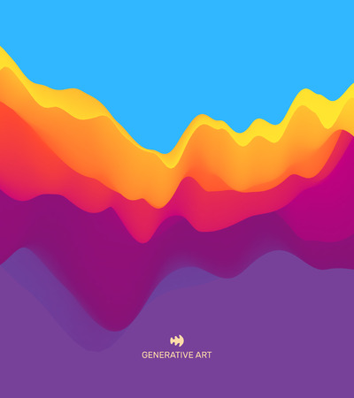 3D Wavy Background. Dynamic Effect. Abstract Vector Illustration.のイラスト素材