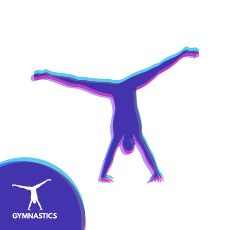 Gymnast. Silhouette of a Dancer. Gymnastics Activities for Icon Health and Fitness Community. Sport Symbol. Vector Illustration.のイラスト素材