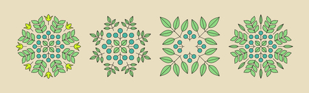 Vector Floral Elements. Vector Printing for Natural Products. Linear Style. Abstract vector illustration.のイラスト素材