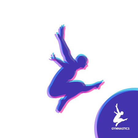 Gymnast. Silhouette of a Dancer. Gymnastics Activities for Icon Health and Fitness Community. Sport Symbol. Vector Illustration.のイラスト素材