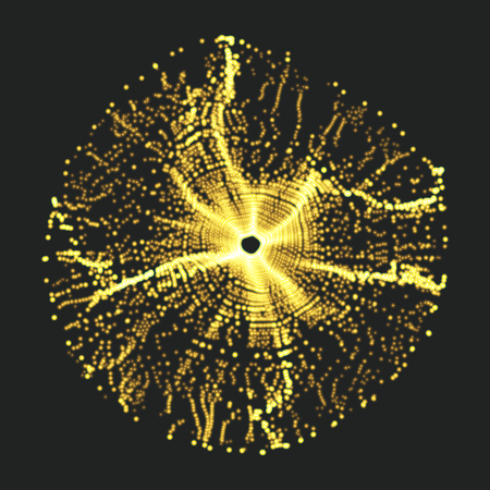 Array with Dynamic Particles. 3D Technology Style. Abstract Background. Vector Illustration.のイラスト素材