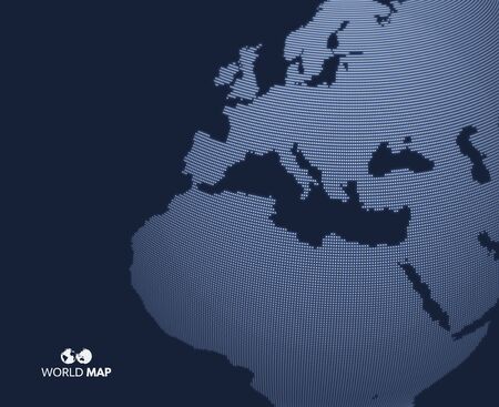 Africa and Europe. Vector map of the world. Global business marketing concept. Dotted style. Design for education, science, web presentations.のイラスト素材
