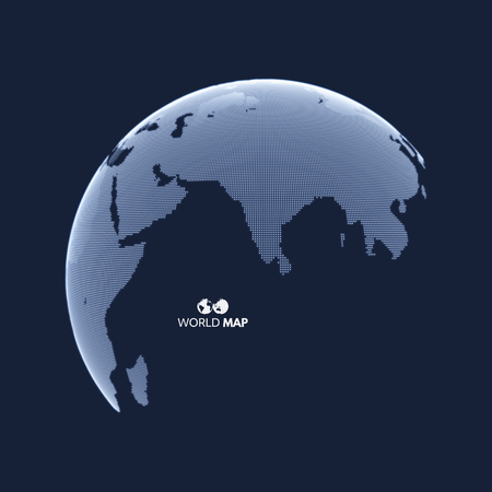 Eurasia. Earth globe. Global business marketing concept. Dotted style. Design for education, science, web presentations.のイラスト素材