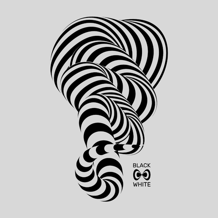Tunnel. Abstract 3D geometrical background. Black and white design. Pattern with optical illusion. Vector illustration.のイラスト素材