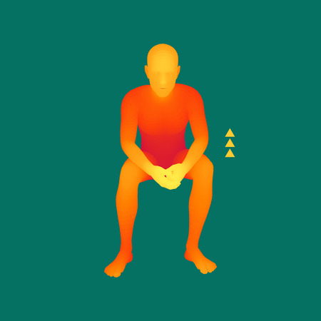 Man in a Thinker Pose. 3D Model of Man. Business, Science, Psychology or Philosophy Vector Illustration.のイラスト素材