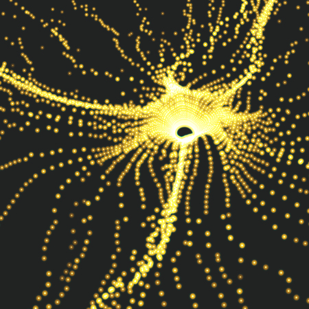 Array with Dynamic Particles. 3D Technology Style. Abstract Background. Vector Illustration.のイラスト素材