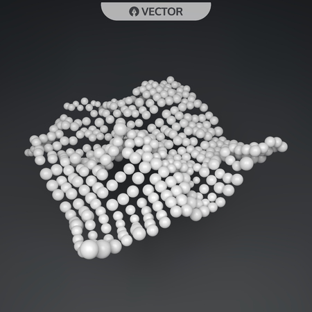 3D sphere composition. Many balls in empty space. Abstract background. Vector illustration. Generative art.のイラスト素材