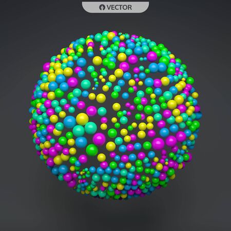 Sphere. 3d abstract spheres composition. Futuristic technology style. Vector illustration for science.のイラスト素材