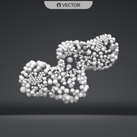 3D sphere composition. Many balls in empty space. Abstract background. Vector illustration. Generative art.のイラスト素材