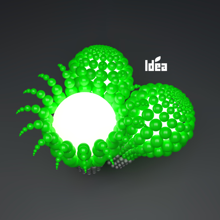Lightbulb. Idea concept. 3D illustration for marketing, website, business presentation. 3d spheres composition. Vector.のイラスト素材