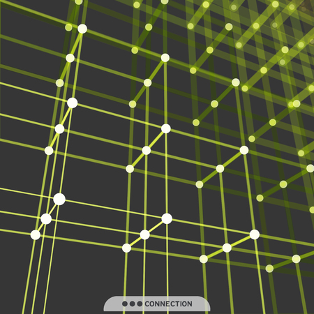 Digital geometric abstraction with lines and points. Abstract futuristic background. Vector illustration.のイラスト素材