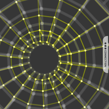 Geometric polygonal structure with lines mesh. Digital technology art. 3D Vector illustration.のイラスト素材