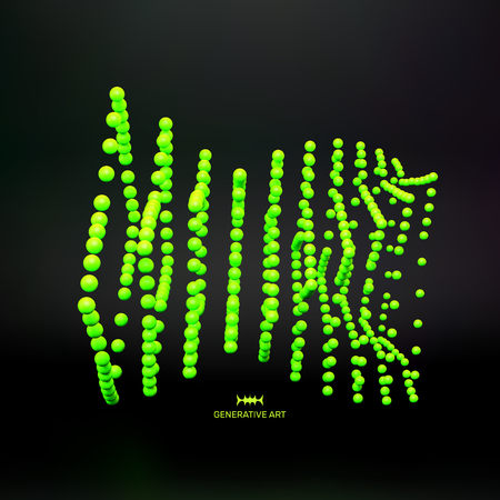 3D sphere composition. Many balls in empty space. Abstract background. Vector illustration. Generative art.のイラスト素材