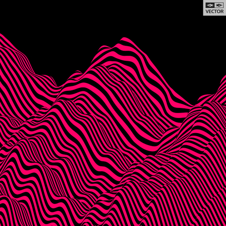 Landscape background. Terrain. Pattern with optical illusion. 3D Vector illustration.のイラスト素材
