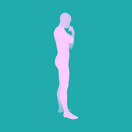 Standing Man. 3D Human Body Model. Design Element. Man Stands on his Feet. Vector Illustration.のイラスト素材