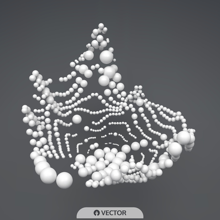 3D sphere composition. Many balls in empty space. Abstract background. Vector illustration. Generative art.のイラスト素材