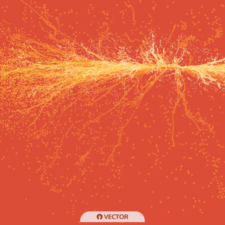 Point Explode. Array with Dynamic Emitted Particles. 3D Technology Style. Abstract Background. Vector Illustration.のイラスト素材