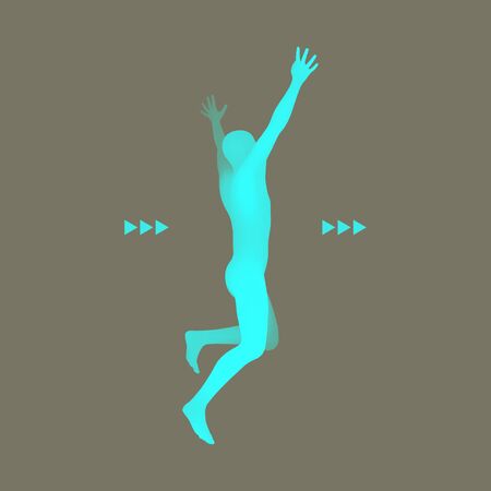 3d Running Man. Design for Sport, Business, Science and Technology. Vector Illustration. Human Body.のイラスト素材